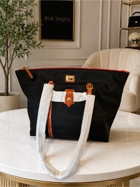 NWT Dooney & Bourke Wayfarer Black Nylon & Leather 3 Piece Set w Pouch & Key Fob